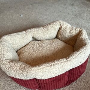 Plush Red and Cream Pet Bed